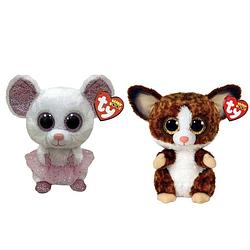 Foto van Ty - knuffel - beanie boo'ss - nina mouse & bush baby galago