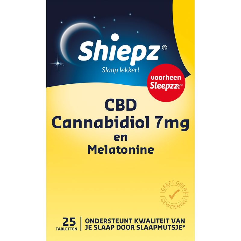 Foto van Shiepz cbd cannabidiol 7mg en melatonine tabletten