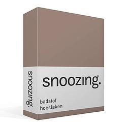 Foto van Snoozing badstof hoeslaken - 80% katoen - 20% polyester - lits-jumeaux (160x210/220 of 180x200 cm) - taupe