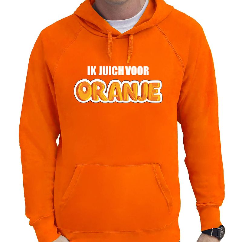 Foto van Oranje fan hoodie / sweater met capuchon holland ik juich voor oranje ek/ wk voor heren m - feesttruien