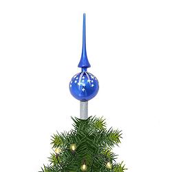 Foto van Kerst piek van glas blauw met sterren h28 cm - kerstboompieken