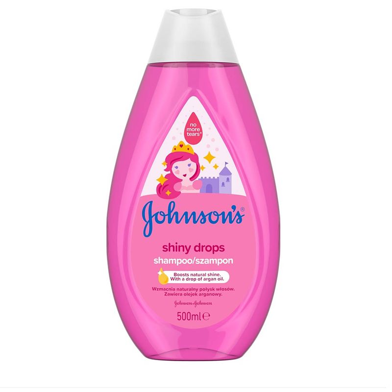 Foto van Johnson'ss shiny drops babyshampoo met arganolie 500ml