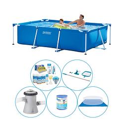 Foto van Intex frame pool rechthoekig 260x160x65 cm - 6-delig - zwembad combi deal