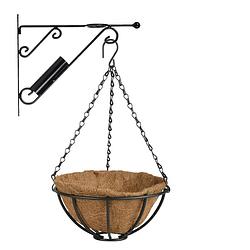 Foto van Hanging basket 25 cm met metalen muurhaak en kokos inlegvel - plantenbakken