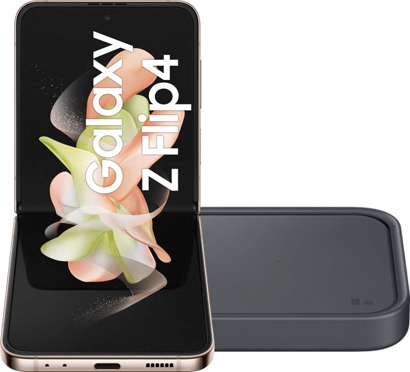 Foto van Samsung galaxy z flip 4 128gb roze goud 5g + draadloze oplader 15w