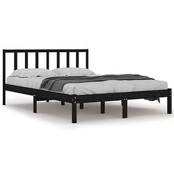 Foto van Vidaxl bedframe massief grenenhout zwart 120x200 cm