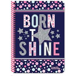 Foto van Must notitieboek shine meisjes a4 papier blauw 120 vellen