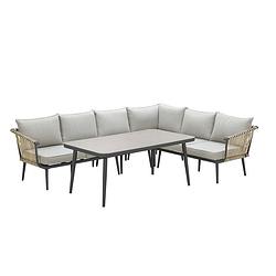 Foto van Garden impressions ralph lounge dining set 5-delig - natural rotan