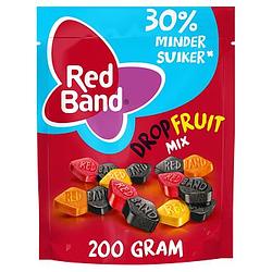 Foto van Red band dropfruit mix 30% minder suiker snoep 200g bij jumbo
