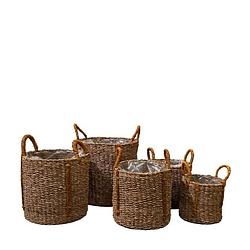 Foto van Dknc - manden zeegras met plastic - 38x36cm - set van 5 - braun