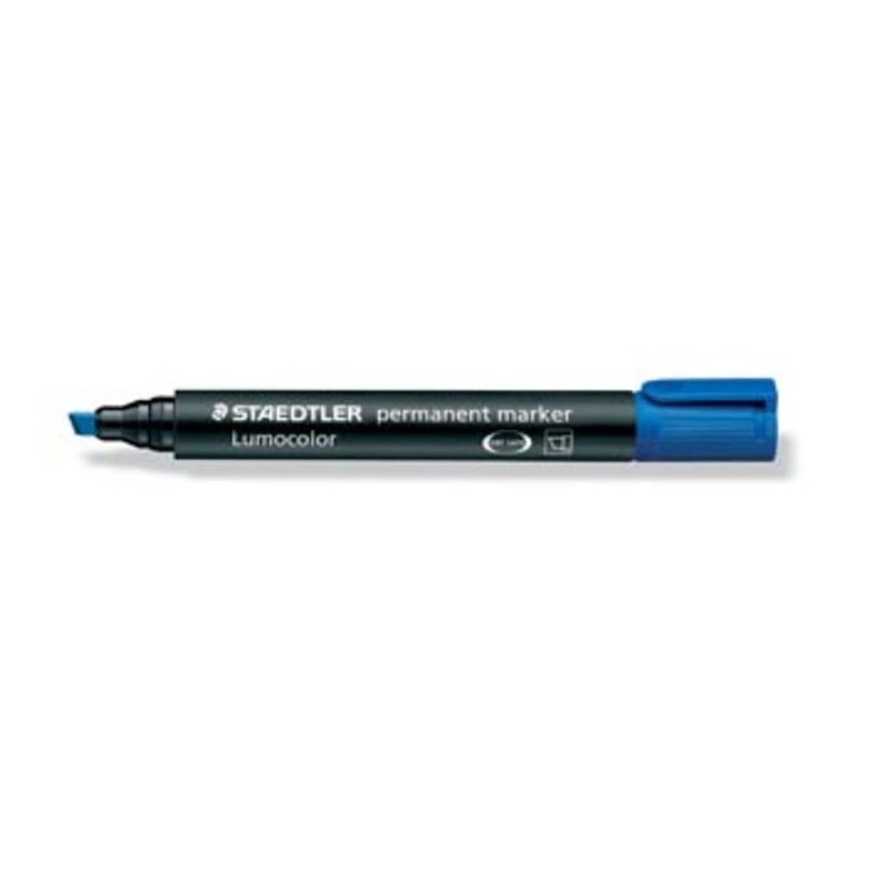 Foto van Staedtler permanente marker blauw, schrijfbreedte 2 - 5 mm, schuine punt