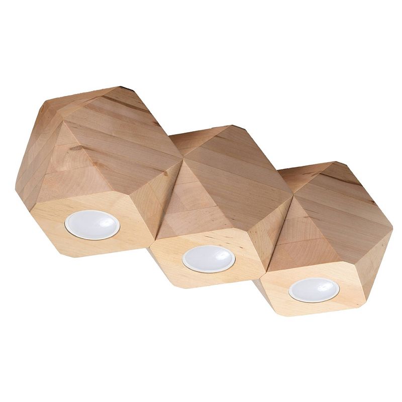 Foto van Sollux plafondlamp woody 3 lichts l 36 cm hout