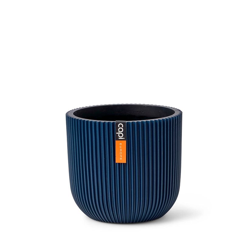 Foto van Pot bol groove h6.2 cm blauw