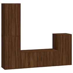 Foto van The living store televisiekastenset tv-meubel- 100x34.5x40 cm - tv-meubel (3x)- 40x34.5x80 cm - bruineiken -