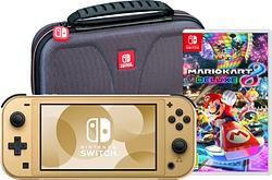 Foto van Nintendo switch lite zelda edition + mario kart 8 deluxe + beschermhoes