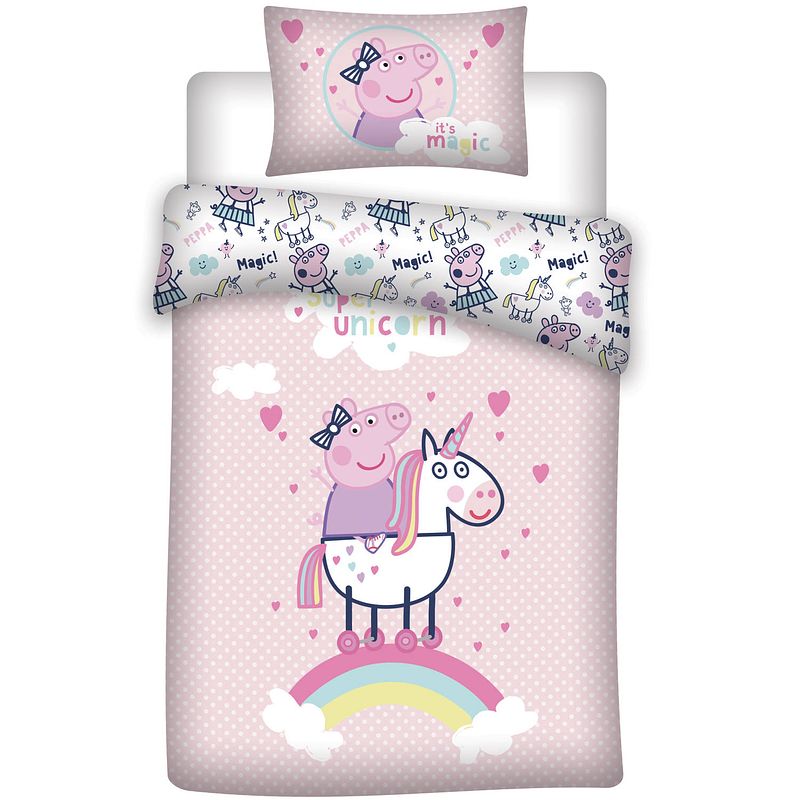 Foto van Peppa pig dekbedovertrek unicorn - eenpersoons - 140 x 200 cm - roze