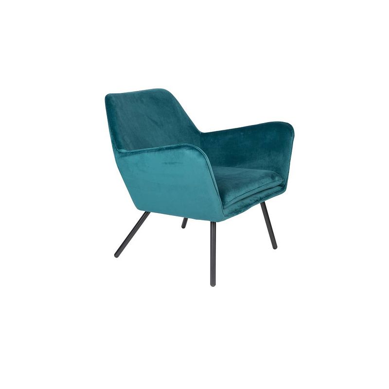 Foto van Giga meubel fauteuil velvet blauw - zithoogte 42cm - stoel bon