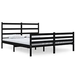 Foto van Vidaxl bedframe massief grenenhout zwart 150x200 cm 5ft king size