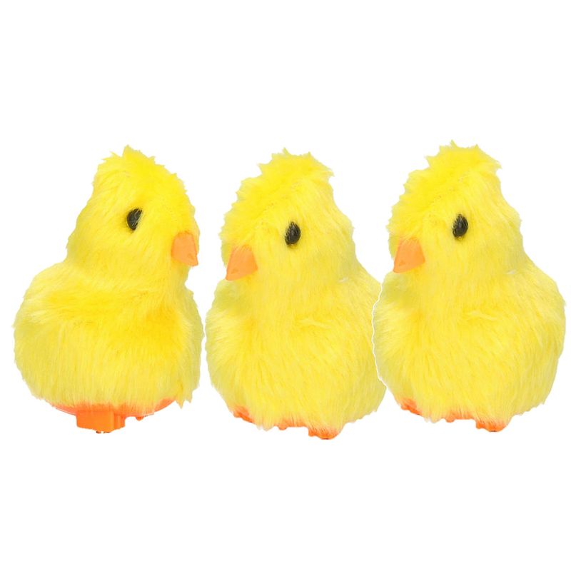 Foto van Pluche paas kuikentje piepend - 3x - geel - 7 cm - paaskuikentjes pasen decoratie - knuffel boederijdieren