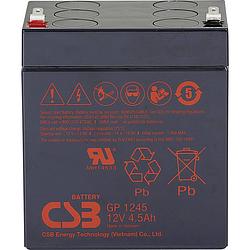 Foto van Csb battery gp 1245 standby usv loodaccu 12 v 4.5 ah loodvlies (agm) (b x h x d) 93 x 108 x 70 mm kabelschoen 4.8 mm, kabelschoen 6.35 mm onderhoudsvrij,