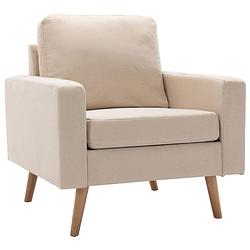 Foto van The living store fauteuil crème - 77x71x80 cm - stoffen bekleding - houten frame