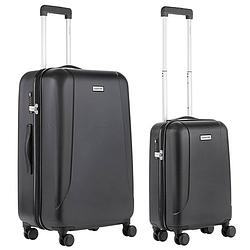 Foto van Carryon skyhopper kofferset - tsa handbagage + reiskoffer 78cm - dubbele wielen - zwart