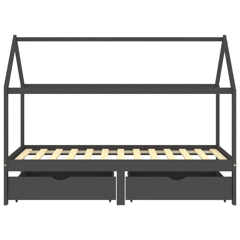 Foto van Infiori kinderbedframe met lades grenenhout donkergrijs 90x200 cm