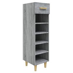 Foto van The living store schoenenkast - grijs sonoma eiken - 30 x 35 x 105 cm - voldoende opbergruimte