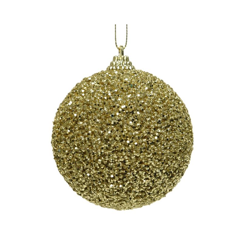 Foto van 5 stuks! kerstbal foam glitter kraal d8 cm lichtgoud