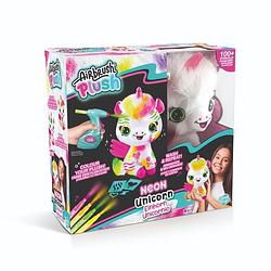 Foto van Airbrush pluche neon unicorn