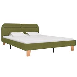 Foto van The living store bedframe-groen-hout en ijzer-208x185x80cm-levendige led-strip