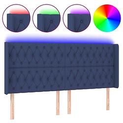 Foto van The living store led-hoofdbord - blauw - stof - hout - verstelbaar - led-verlichting - 203x16x118/128cm - incl -