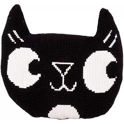 Foto van Eva mouton kruissteekvormkussen kit met rug, zwarte kat