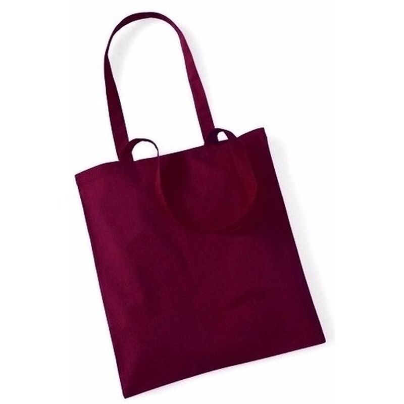 Foto van 10x katoenen schoudertassen draagtasje bordeaux rood 42 x 38 cm - shoppers