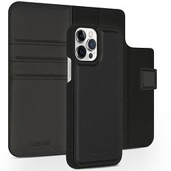 Foto van Accezz premium leather 2 in 1 wallet book case voor apple iphone 12 (pro) telefoonhoesje zwart