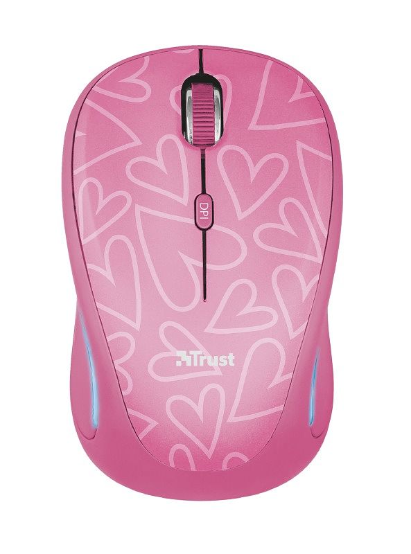 Foto van Trust yvi fx wireless mouse pink muis roze