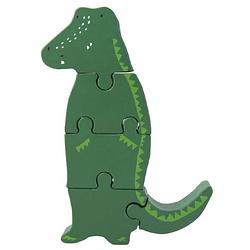 Foto van Trixie blokpuzzel mr. crocodile 18 x 11 cm hout groen 4 stuks