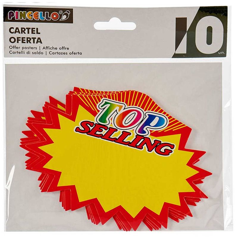 Foto van Pincello promotiestickers top 10 x 14 cm papier geel 10 stuks