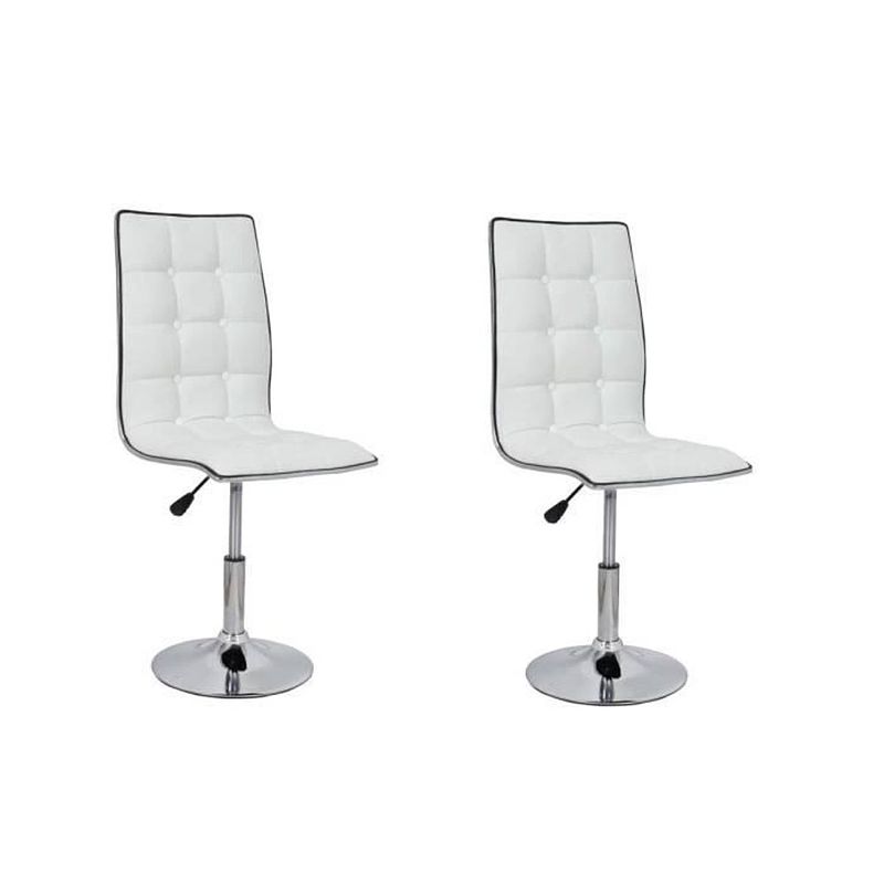 Foto van Leaf set van 2 eetkamerstoelen - wit kunstleer - modern - l 42 x d 46,5 cm