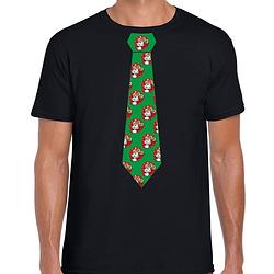 Foto van Stropdas kerst t-shirt kerstman met bier zwart voor heren s - kerst t-shirts