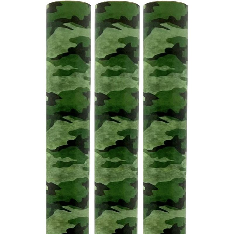 Foto van Army rollen kaftpapier - camouflage groen - 200 x 70 cm - 3 stuks