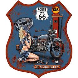 Foto van Clayre & eef tekstbord 30x35 cm blauw ijzer route 66 wandbord spreuk wandplaat