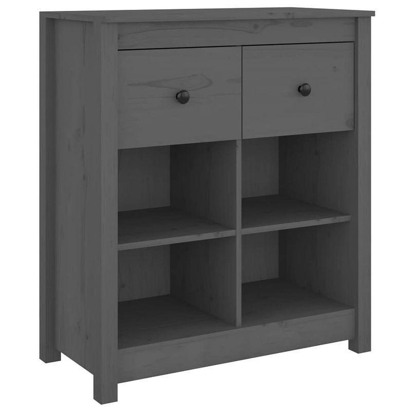 Foto van Vidaxl dressoir 70x35x80 cm massief grenenhout grijs