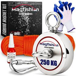 Foto van Magfishion dubbelzijdige magneetvissen set - 300 kg - vismagneet - 20 meter lang touw - magneet vissen