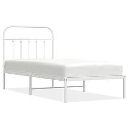 Foto van The living store bedframe classic - metaal - 207 x 85 x 100 cm - robuust - extra opbergruimte - wit