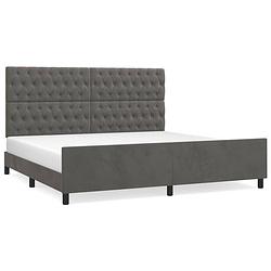 Foto van The living store bedframe met hoofdeinde fluweel donkergrijs 200x200 cm - bed