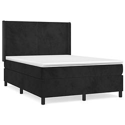 Foto van The living store boxspringbed - bed - 203x147x118/128 cm - zwart fluweel - pocketvering