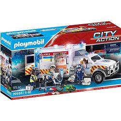 Foto van Voertuig speelset playmobil rescue vehicle: us ambulance city action 70936 (93 pcs)