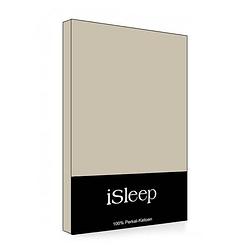 Foto van Isleep topper hoeslaken perkal katoen - medium beige - 180x220