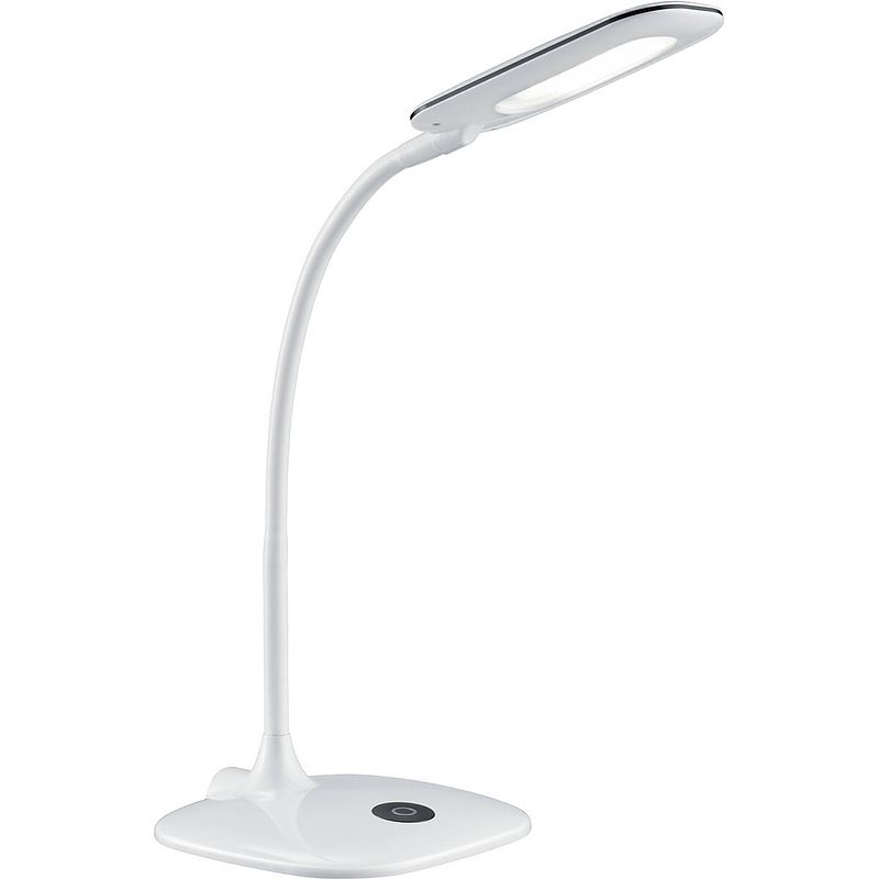 Foto van Led bureaulamp - tafelverlichting - trion poiny - 4w - warm wit 3000k - rond - mat wit - kunststof